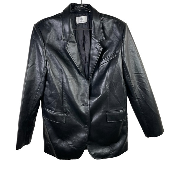 Aritzia Jackets & Blazers - Aritzia Babaton Black Faux Leather New Agency‎ Blazer